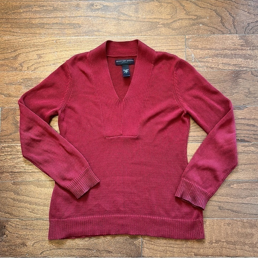 GEOFFREY Beene Sport Maroon Burgundy V-neck Sweater